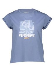 Pepe Jeans Koszulka w kolorze niebieskim rozmiar: M. Niebieskie bluzki damskie Pepe Jeans, m, bez wzorów, z bawełny, bez kołnierzyka, bez ramiączek. Za 96.60 zł.