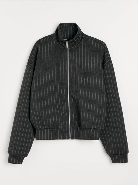 Bluza w paski z domieszką wiskozy - szary. Szare bluzy bez kaptura damskie Sinsay, l, z wiskozy. Za 59.99 zł.