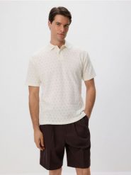 Koszulka polo comfort fit - złamana biel. Koszulki polo męskie Reserved, l, bez wzorów, z bawełny, bez ramiączek. Za 119.99 zł.