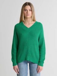 Sweter damski z wiskozy z dekoltem v-neck zielony Cyntiana 301. Zielone swetry klasyczne damskie Big Star, l, z bawełny, bez kołnierzyka. W wyprzedaży za 139.99 zł.