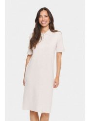 SAINT TROPEZ Sukienka dzianinowa w kolorze kremowym rozmiar: M. Brązowe sukienki damskie Saint Tropez, na co dzień, m, bez wzorów, z dzianiny, klasyczne, bez kołnierzyka, bez ramiączek, midi, proste. Za 126.99 zł.