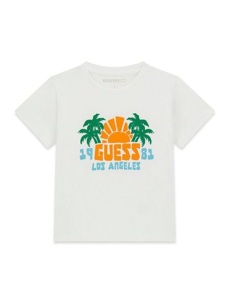 Guess T-Shirt N6GI09 K8HM4 Biały Regular Fit. Białe t-shirty chłopięce Guess, z aplikacjami, z bawełny, bez ramiączek. Za 84.99 zł.