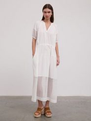 BGN Sukienka w kolorze białym rozmiar: 40. Białe sukienki damskie BGN, na imprezę, bez wzorów, bez kołnierzyka, bez ramiączek, maxi. Za 83.03 zł.