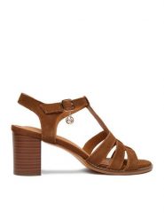 Lasocki Sandały CEO-25F531-4 Brązowy. Brązowe sandały damskie Lasocki, bez wzorów, ze skóry, bez obcasa, na słupku. Za 229.99 zł.