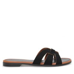 Klapki Lasocki. Czarne klapki damskie Lasocki, bez wzorów, bez obcasa. Za 119.99 zł.