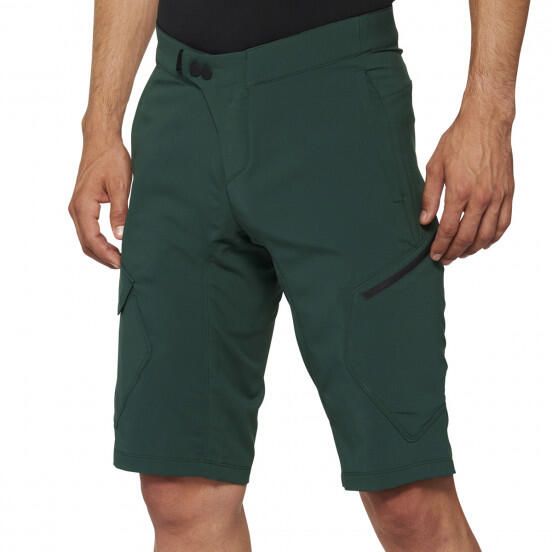 Szorty rowerowe męskie 100% Ridecamp Short. Zielone szorty męskie 100%, bez wzorów, sportowe. W wyprzedaży za 230.25 zł.