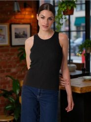 Tank top - czarny. Czarne topy sportowe damskie Sinsay, l, bez wzorów, bez ramiączek. W wyprzedaży za 11.99 zł.