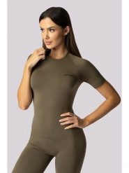 Spaio Koszulka termiczna "Alpha" w kolorze khaki rozmiar: L. Brązowe bluzki sportowe damskie Spaio, l, bez wzorów, z materiału, bez ramiączek. Za 92.21 zł.