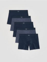 5 pack bokserek Long - granatowy. Niebieskie bokserki męskie Reserved, bez wzorów, z bawełny. Za 79.99 zł.