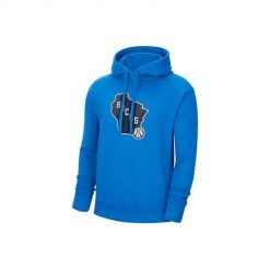 Bluza sportowa męska Nike Nba Milwaukee Bucks City Edition Logo. Niebieskie bluzy sportowe męskie Nike, bez wzorów, sportowe, bez kołnierzyka, bez ramiączek. Za 387.00 zł.