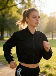 Krótka bluza sportowa z zamkiem - czarny. Czarne bluzy sportowe damskie Sinsay, l, bez wzorów, bez ramiączek, krótkie, bez kaptura. Za 49.99 zł.