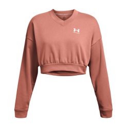 Bluza treningowa damska Under Armour Rival Terry Os Crop Crew. Czerwone bluzy bez kaptura damskie Under Armour, xl, bez wzorów, bez ramiączek, bez kaptura. Za 209.99 zł.