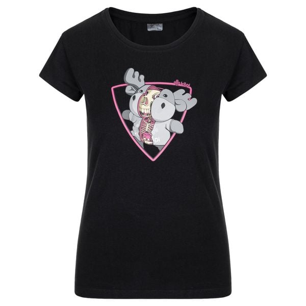 Damski bawełniany t-shirt Kilpi ALBION-W. Czarne t-shirty damskie Kilpi, xs, bez wzorów, z bawełny, bez kołnierzyka. Za 60.57 zł.