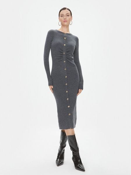 Pinko Sukienka dzianinowa Ermellino 101926 A15S Szary Slim Fit. Szare sukienki damskie Pinko, s, bez wzorów, z dzianiny, bez kołnierzyka, bez ramiączek. Za 1,249.00 zł.