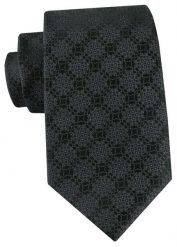 Męski Krawat - Antracytowy, Regularny Wzór - Angelo di Monti. Szare krawaty i muchy męskie Angelo di Monti, bez wzorów, z tkaniny, eleganckie. Za 49.99 zł.