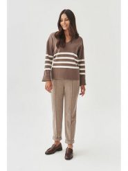 TATUUM Sweter w kolorze jasnobrązowo-białym rozmiar: XL. Brązowe swetry klasyczne damskie Tatuum, xl, ze splotem, bez kołnierzyka. Za 125.85 zł.