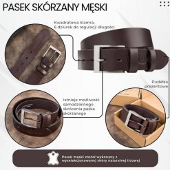 Pasek męski skórzany premium z klasyczną klamrą elegancki ciemnobrązowy 100 cm Paolo Peruzzi PG-08-DBR-100. Brązowe paski męskie bez wzorów, z jeansu, biznesowe. Za 79.00 zł.
