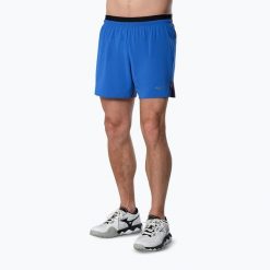 Spodenki do biegania męskie Mizuno Active Alpha 5.5. Niebieskie szorty męskie Mizuno, bez kołnierzyka. Za 229.99 zł.