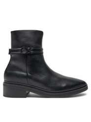 Calvin Klein Botki HW0HW02183 Czarny. Czarne botki damskie CALVIN KLEIN, ze skóry, bez obcasa, na płaskiej podeszwie, bez zapięcia. Za 449.99 zł.