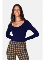 ASSUILI Koszulka w kolorze granatowym rozmiar: 40. Niebieskie bluzki damskie Assuili, bez wzorów, bez kołnierzyka. Za 58.95 zł.