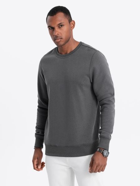 Bluza męska bez kaptura BASIC - grafitowa V10 - Rozmiar: S. Szare bluzy bez kaptura męskie Ombre Clothing, m, z bawełny. W wyprzedaży za 39.99 zł.