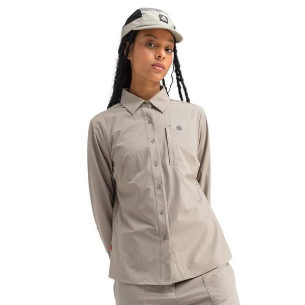 Koszula trekkingowa z długim rękawem damska Lycian. Brązowe koszule damskie SIROKO, bez wzorów, bez kołnierzyka, bez ramiączek. W wyprzedaży za 147.00 zł.