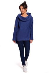 Indygo Asymetryczna Bluza Oversize z Kapturem. Czarne bluzy z kapturem damskie MOE, l, z bawełny. Za 253.90 zł.