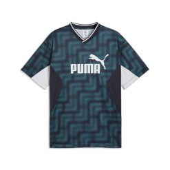 Męska luźna koszulka piłkarska Essentials z blokami kolorów PUMA. Zielone t-shirty sportowe męskie Puma, m, bez ramiączek, do piłki nożnej. Za 149.00 zł.