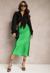 Zielona Długa Spódnica Casualowa z Gumką w Talii Grelvia. Zielone spódniczki damskie Renee, l, bez wzorów, eleganckie, maxi. Za 84.99 zł.