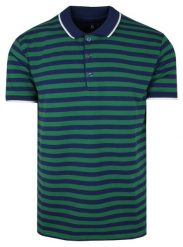 Koszulka POLO, Granatowo-Zielona w Paski Casualowa, Krótki Rękaw, T-shirt -BARTEX. Niebieskie koszulki polo męskie Bartex, l, bez wzorów, z bawełny, bez ramiączek. Za 159.00 zł.