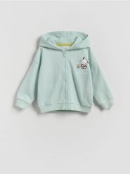 Bawełniana bluza Pochacco - jasnoniebieski. Niebieskie bluzy i bluzki niemowlęce Reserved, bez wzorów, z bawełny, bez ramiączek, bez kaptura. Za 59.99 zł.