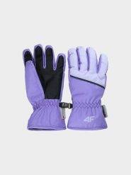 4F Rękawiczki narciarskie dziecięce - fioletowe L. Fioletowe rękawiczki dziecięce 4f, z dzianiny, bez ramiączek. Za 129.99 zł.