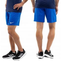 Spodenki treningowe męskie Nike Dry Park III. Niebieskie szorty męskie Nike, ze skóry, bez kołnierzyka. Za 60.00 zł.