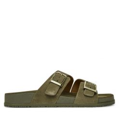 Klapki Tamaris. Brązowe klapki damskie Tamaris, bez wzorów, bez obcasa. Za 229.99 zł.