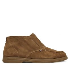 Botki Tommy Hilfiger. Brązowe buty zimowe męskie Tommy Hilfiger, bez zapięcia. Za 389.99 zł.
