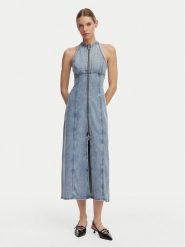 Armani Exchange Sukienka jeansowa XW002261 AF21338 MB001 Niebieski Regular Fit. Niebieskie sukienki damskie Armani Exchange, bez wzorów, z bawełny, bez kołnierzyka, bez ramiączek. Za 919.99 zł.