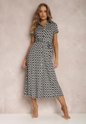 Czarna Sukienka Prixia. Czarne sukienki damskie Renee, l, bez wzorów, z materiału, eleganckie, bez kołnierzyka, bez ramiączek, midi, koszulowe. W wyprzedaży za 139.99 zł.