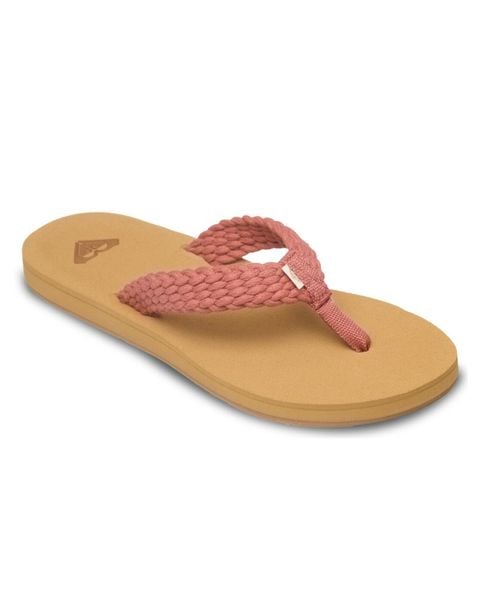 Sandały dla Kobiety PORTO Pomarańczowy. Brązowe sandały damskie Roxy, bez wzorów, z bawełny, bez obcasa. Za 129.99 zł.