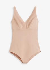 Body bezszwowe, bez fiszbinów, średni stopień modelowania sylwetki. Brązowe body damskie bonprix, bez wzorów. Za 124.99 zł.