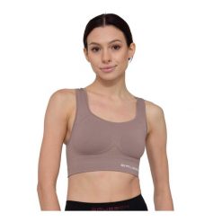 Damski crop top do ćwiczeń Brubeck GYM. Brązowe topy sportowe damskie Brubeck, l, bez wzorów, z elastanu, bez ramiączek. Za 149.99 zł.