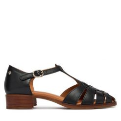 Sandały Pikolinos. Czarne sandały damskie Pikolinos, bez wzorów, bez obcasa, na słupku. Za 599.99 zł.