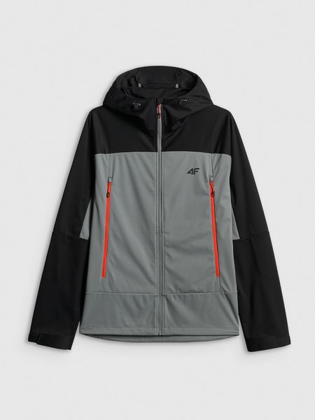 4F Kurtka softshell wiatroodporna membrana 8000 męska - czarna L. Czarne kurtki męskie 4f, l, bez wzorów, ze skóry, bez kaptura. Za 399.99 zł.