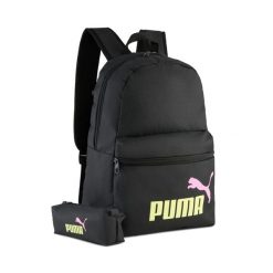 Plecak Puma Phase Set + piórnik czarny. Czarne plecaki damskie Puma, bez wzorów, z materiału. Za 89.00 zł.
