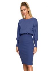 Made of emotion Sukienka w kolorze niebieskim rozmiar: XXL. Niebieskie sukienki damskie Made Of Emotion, xxl, bez wzorów, bez kołnierzyka, bez ramiączek, midi. Za 169.99 zł.