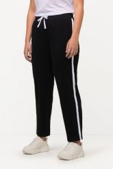 Damskie Spodnie dresowe elastyczny ściągacz paski boczne. Czarne spodnie sportowe damskie Ulla Popken, plus size, z bawełny. Za 139.99 zł.