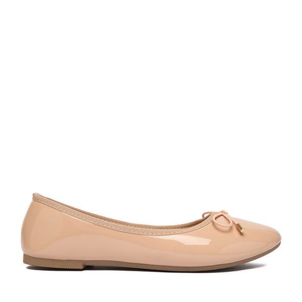 Baleriny JENNY. Brązowe baleriny damskie Jenny, bez wzorów, bez obcasa. Za 59.99 zł.