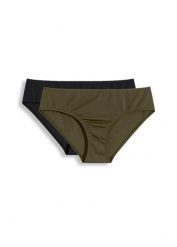 Figi bikini (2 pary). Zielone bikini damskie bonprix, bez wzorów. Za 89.99 zł.
