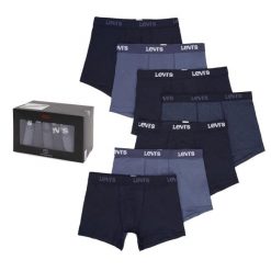 Bokserki majtki męskie Levi's Men Boxershort 7-Pack. Niebieskie bokserki męskie Levi's, bez wzorów, z bawełny. Za 307.99 zł.