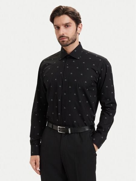 KARL LAGERFELD Koszula 605000 563622 Czarny Regular Fit. Czarne koszule męskie Karl Lagerfeld, m, bez wzorów, z bawełny, bez kołnierzyka, bez ramiączek. Za 759.99 zł.