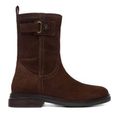 Botki U.S. Polo Assn. Brązowe botki damskie U.S. Polo Assn., bez obcasa, na płaskiej podeszwie, bez zapięcia. Za 309.99 zł.